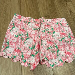 Lilly Pulitzer Size 8 the Buttercup Shorts, Prep Green, Pink Colony